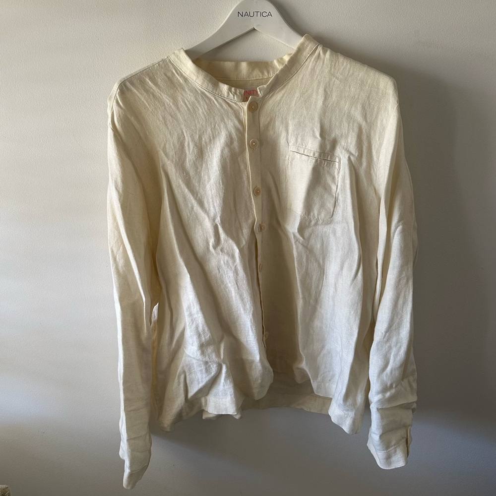 Cream linen button up shirt